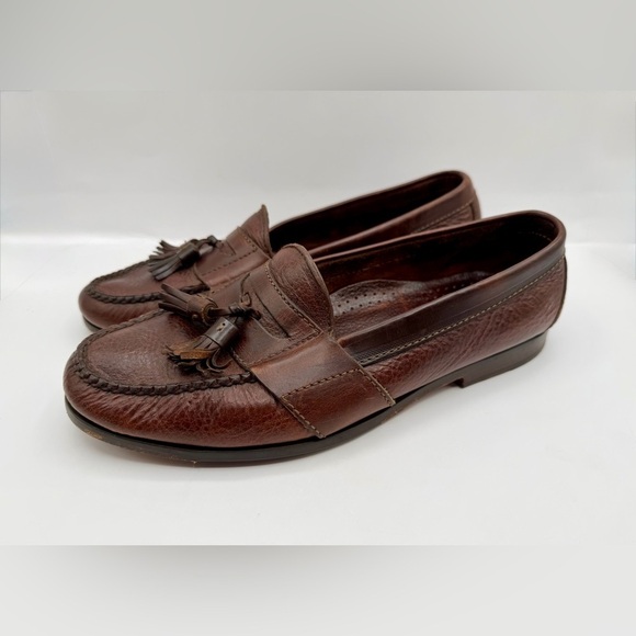Cole Haan Loafers Mens 9.5D Black Brown Leather Kiltie Tassel Mexico Vintage Cole Haan Mens Sizzle 9.5D Burgundy Leather Kiltie Tassel  main image 4